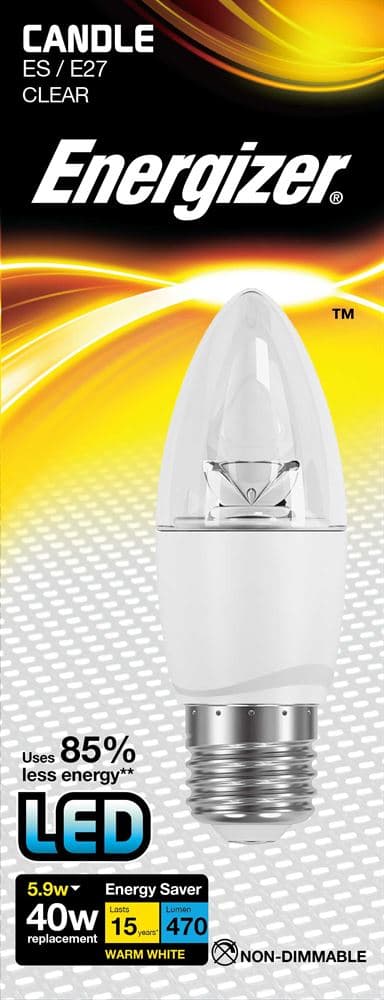 LED Candle 470LM 5.9W Clear E27 (ES) Warm White