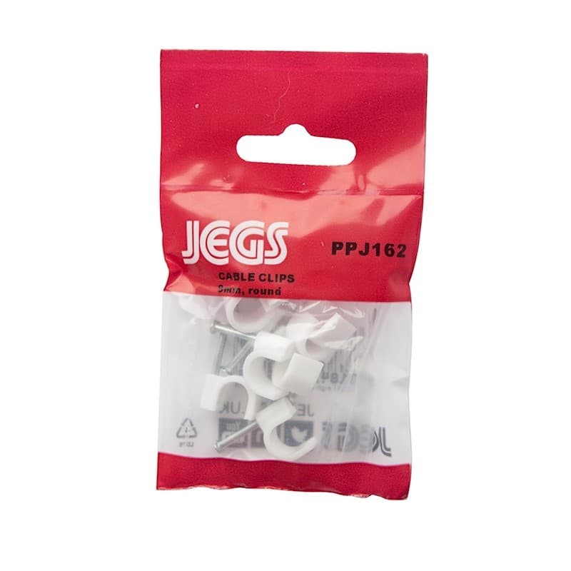 Cable Clips Flex White 9mm Pk10