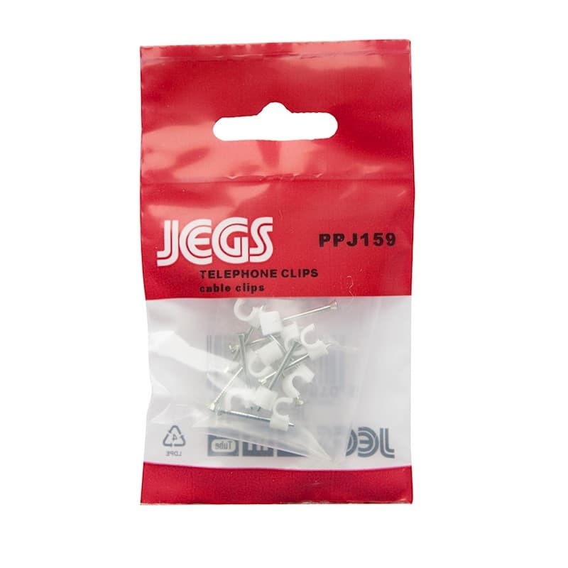 3.5mm Telephone Cable Clips White Pk10