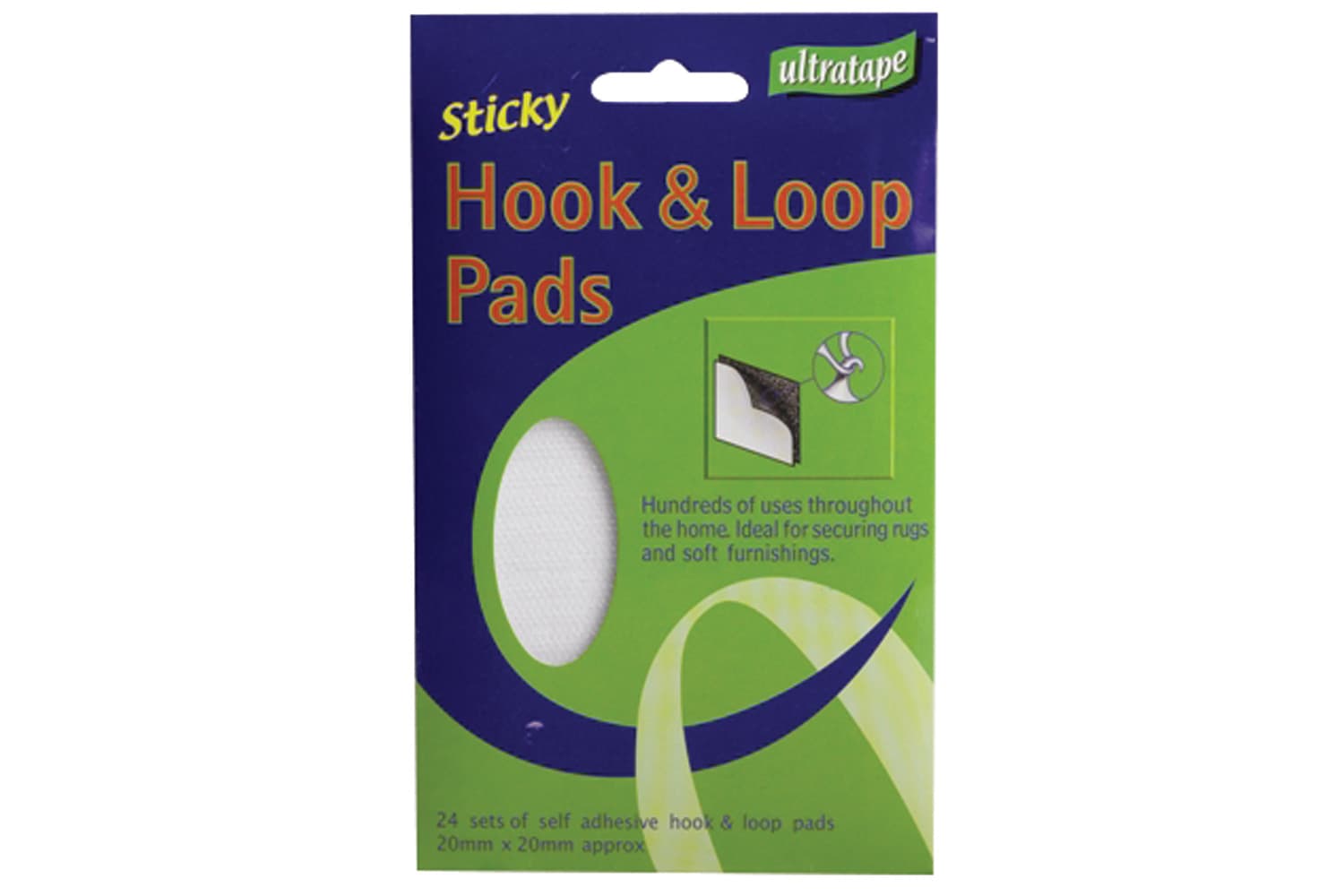Sticky Hook & Loop (Velcro) Pads Pk24