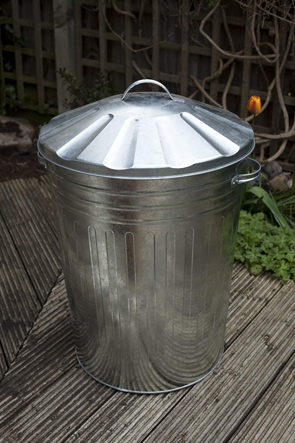 90L Galvanised Metal Dustbin with Lid