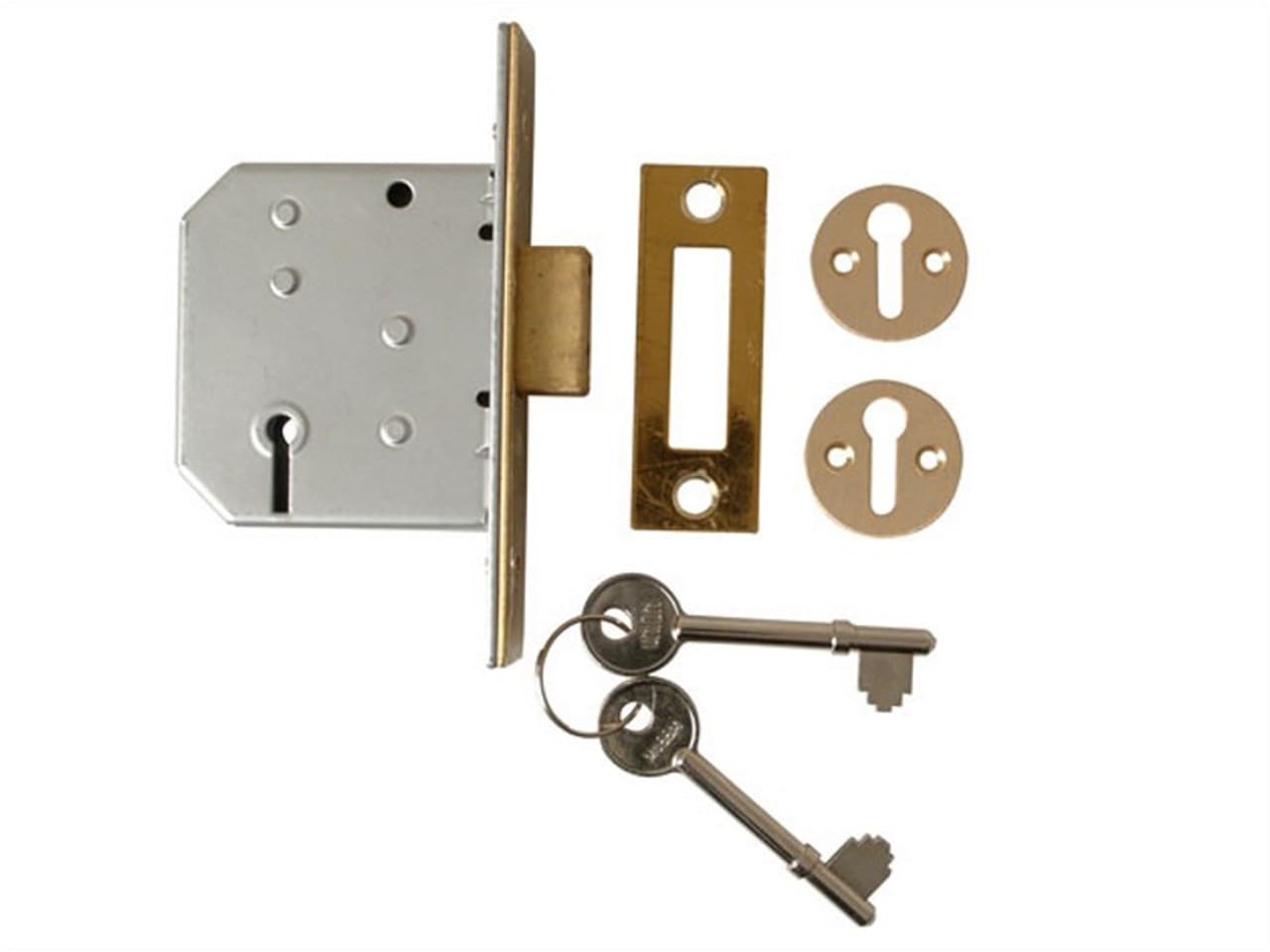 Mortice Deadlock 3-Lever 65mmn Polished Brass