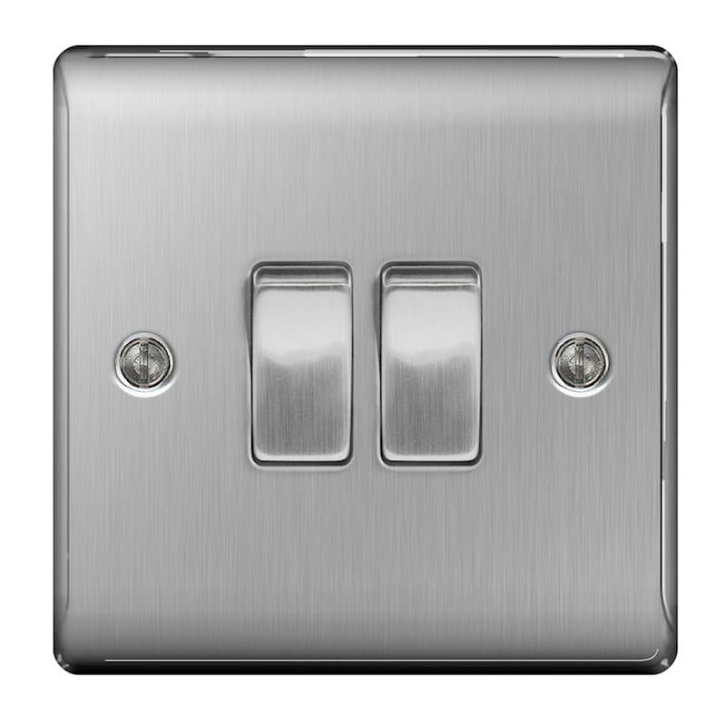 Nexus 2 Gang 2 Way Switch Brushed St/Steel