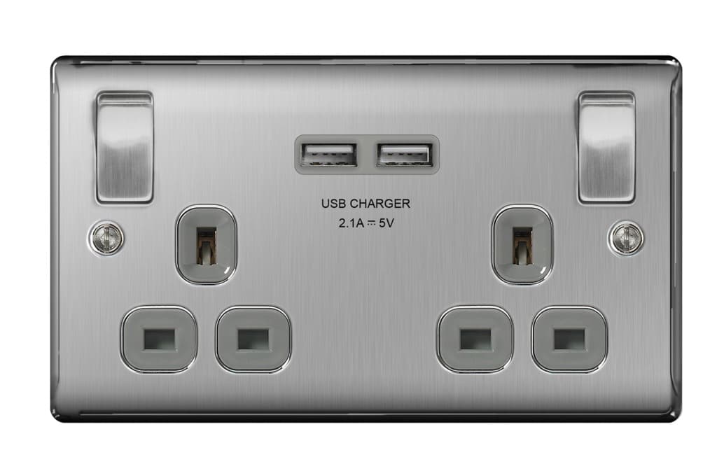 13A 2 Gang Switch Socket & USB