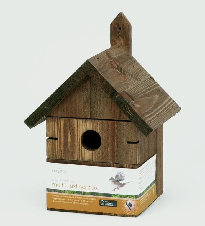 Multi Hole Nest Box Dark Wood