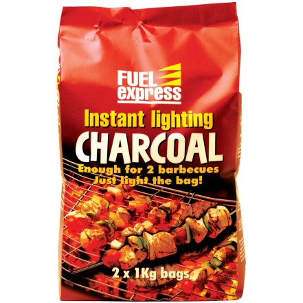 Fuel Express Instant Lighting BBQ Charcoal 2 x 1kg Bags