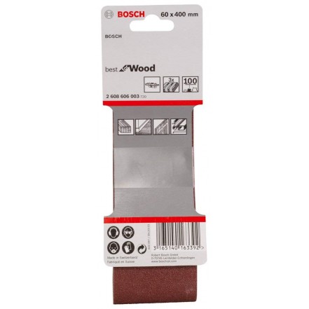 Bosch Sanding Belts 60 x 400mm 100g Pack of 3