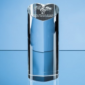 Crystal Galleries 18cm Optical Crystal Heart Column Award