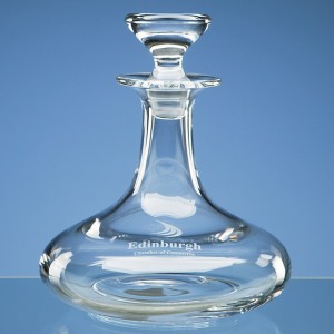 Crystal Galleries 0.75ltr Handmade Round Ships Decanter