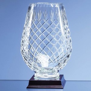 Crystal Galleries 25cm Lead Crystal Panelled Tulip Vase