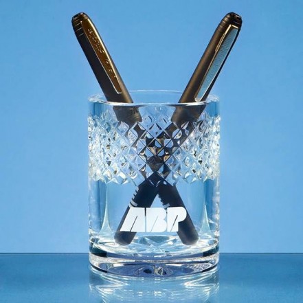 Crystal Galleries 9cm Lead Crystal Pen Holder