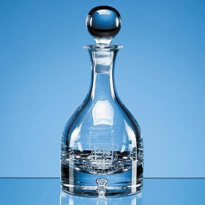 Crystal Galleries 0.6lL Handmade Bubble Base Round Wine Decanter
