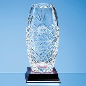 Crystal Galleries 22.5cm Lead Crystal Panelled Oval Vase
