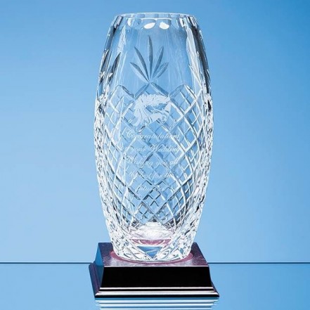 Crystal Galleries 22.5cm Lead Crystal Panelled Oval Vase