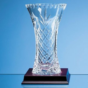 Crystal Galleries 23cm Lead Crystal Panelled Flared Vase