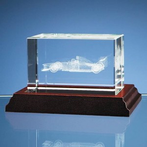 Crystal Galleries 3D Formula 1 Car in Optical Crystal Block