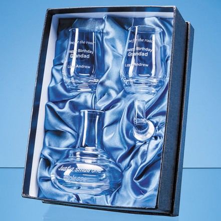 Crystal Galleries 0.1L Handmade Whisky Mini Decanter & 2 Shot Glasses Gift Set