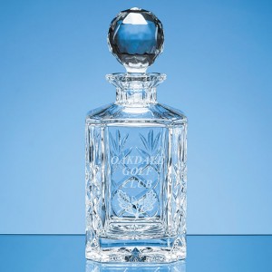 Crystal Galleries 0.8L Blenheim Lead Crystal Panel Square Spirit Decanter