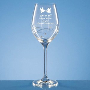 Crystal Galleries Single Diamante Wine Glass with Spiral Design Cutting