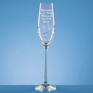 Crystal Galleries Single Diamante Champagne Flute with Spiral Design Cutting