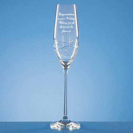 Crystal Galleries Single Diamante Champagne Flute with Spiral Design Cutting