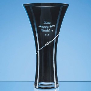 Crystal Galleries 25cm Onyx Black Diamante Trumpet Vase