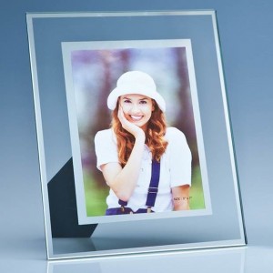 Crystal Galleries Clear Glass Frame with Mirror Inlay for 5" x 7" Photo V
