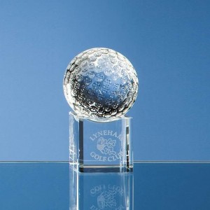 Crystal Galleries 5cm Optical Crystal Golf Ball on Clear Base