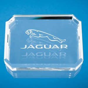 Crystal Galleries 10cm x 7.5cm Optical Crystal Facet Rectangle Paperweight