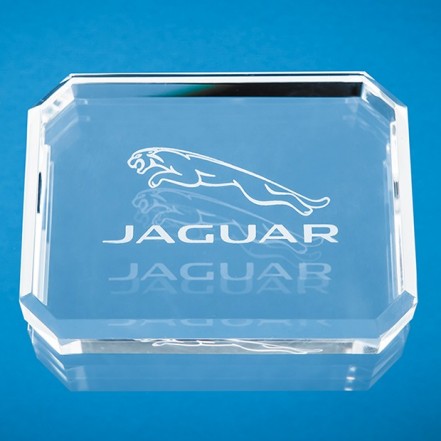 Crystal Galleries 10cm x 7.5cm Optical Crystal Facet Rectangle Paperweight