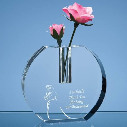 Crystal Galleries 12cm Optical Crystal Round Bud Vase