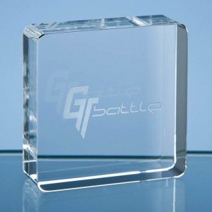 Crystal Galleries 6cm Optical Crystal Square Paperweight