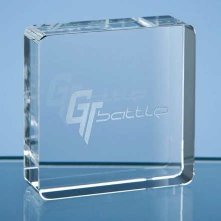 Crystal Galleries 6cm Optical Crystal Square Paperweight