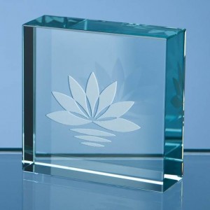 Crystal Galleries 5cm Jade Glass Square Paperweight