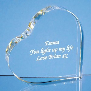 Crystal Galleries 9.5cm Optical Crystal Stand Up Heart