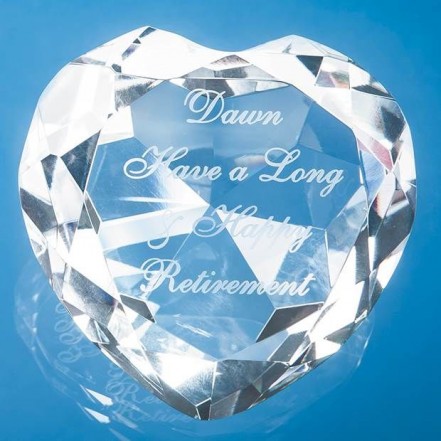 Crystal Galleries 8cm Optical Crystal Clear Facet Heart Paperweight