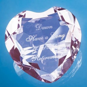 Crystal Galleries 8cm Optical Crystal Pink Facet Heart Paperweight