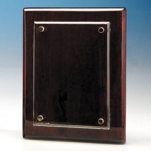 Crystal Galleries 18cm x 12.5cm Clear Rectangle Mounted on a Rosewood Plaque