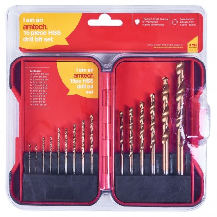 Amtech HSS Drill Bits 15 Pieces