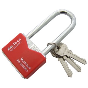 Amtech 50mm Long Shackle Rhombic Chrome Plated Iron Padlock