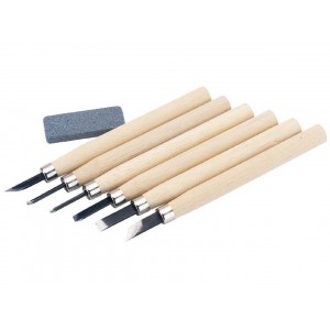 Draper 7 Piece Wood Carving Set with Sharpening Stone