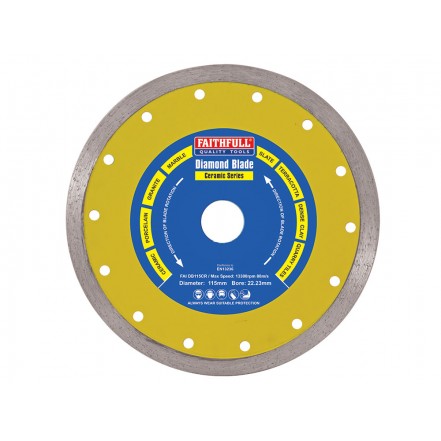 Faithfull Ceramic Series Diamond Blade 115mm Dia. 10mm x 22.23mm