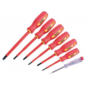 Draper 7 Piece Fully Insulated Screwdriver Set with Mains Tester