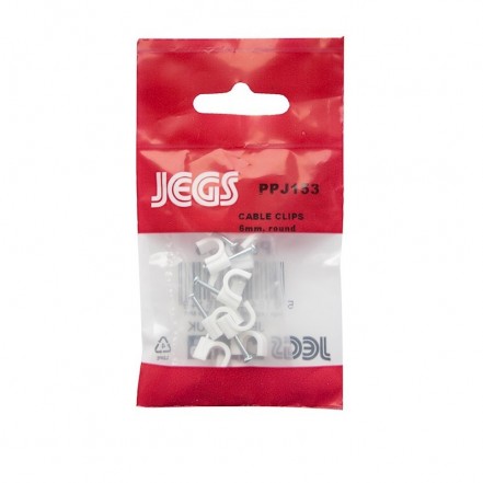 Jegs Cable Clips Flex White 6mm Pk10