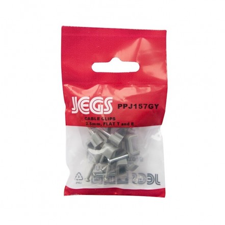 Jegs Cable Clips T&E Grey 2.5mm Pk10