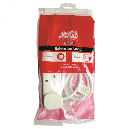 Jegs Extension Lead 13A 2-Gang 2m