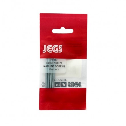 Jegs 50mm Machine Screws Nickel Pk4