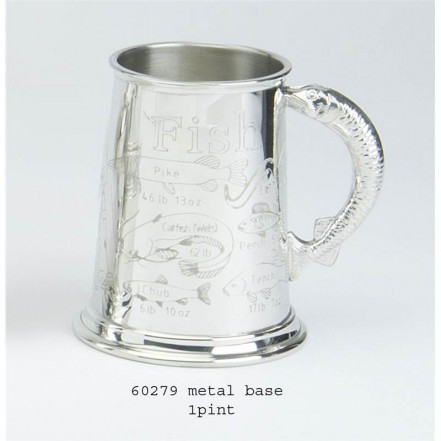 Edwin Blyde 1 Pint Pewter Tankard with Fish Record Design