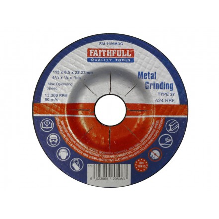 Faithfull Stone Grinding Disc Depressed Centre 115 x 6.5mm x 22mm