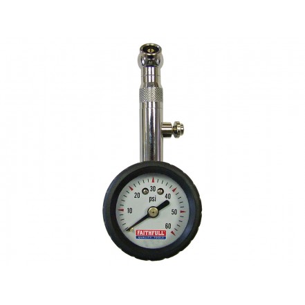 Faithfull Tyre Pressure Dial Gauge 60PSI